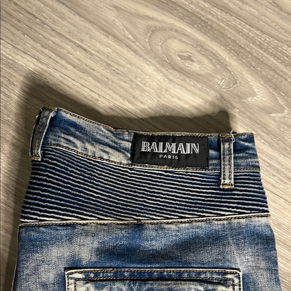 Balmain Paris Blue Slim Fit Biker Jeans (36-34) - Picture 11 of 15